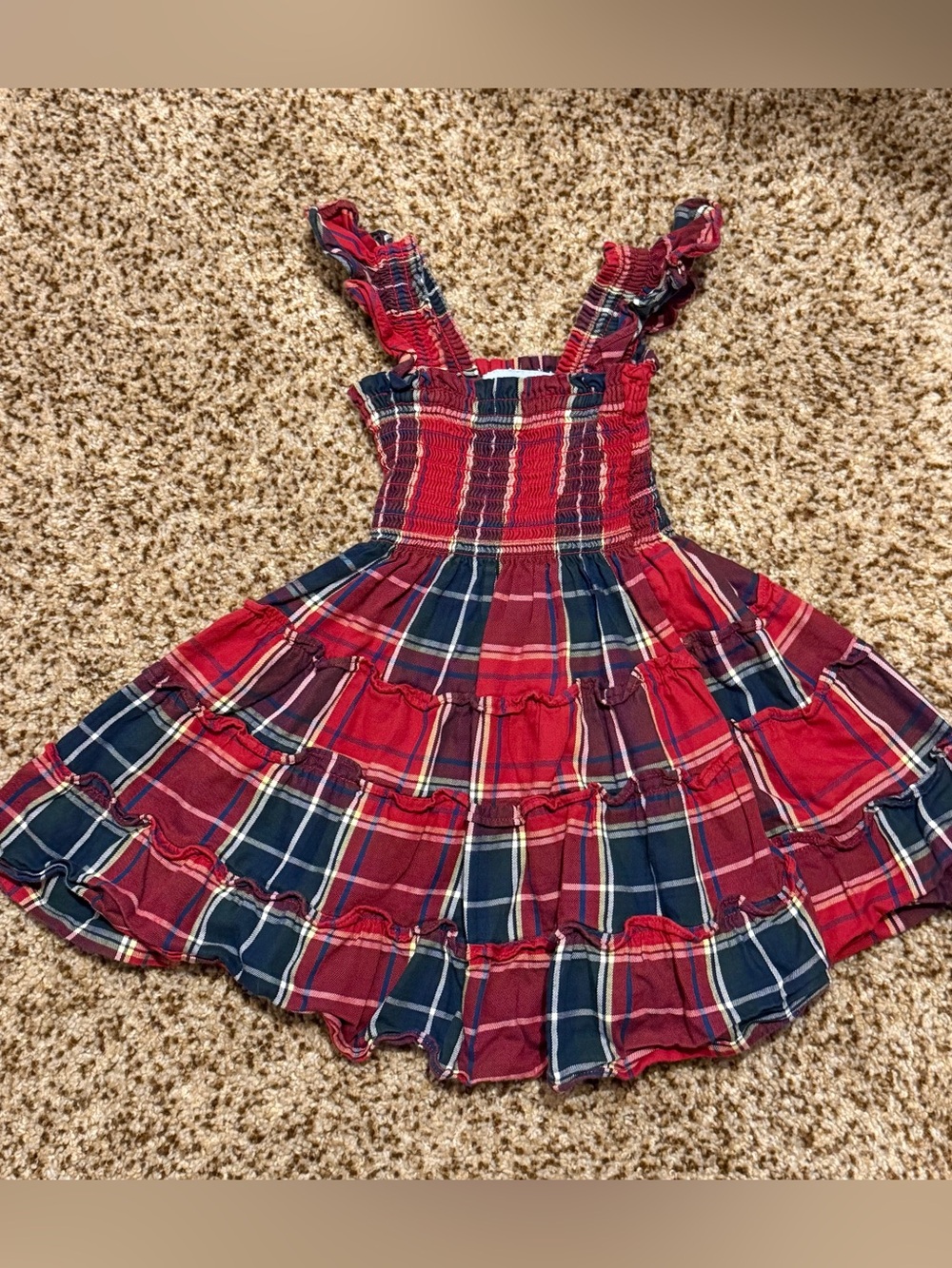 Hill House Home The Tiny Ellie Nap Dress in Red & Navy Tartan Size 3/4